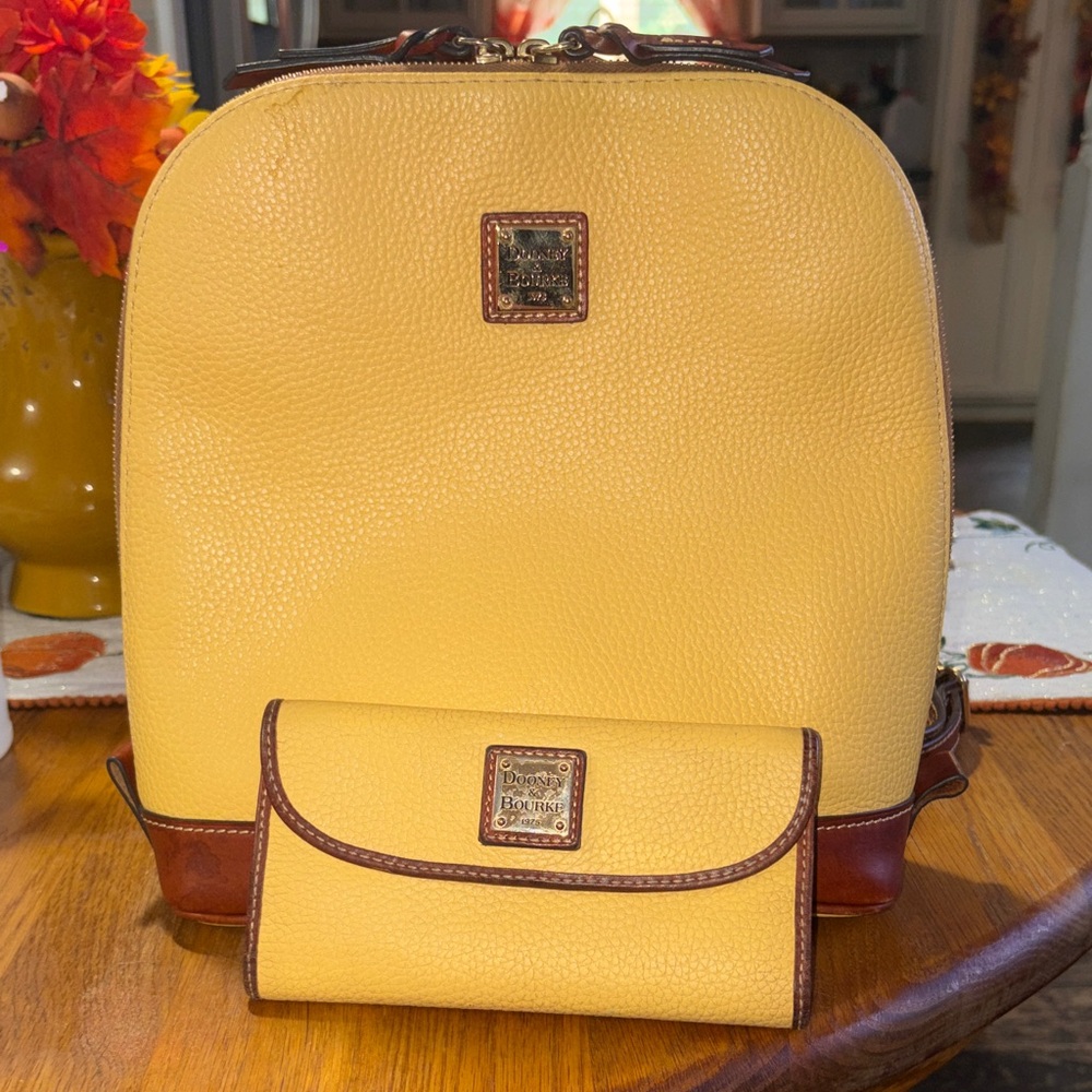 Dooney & Bourke Yellow Backpack with Wallet